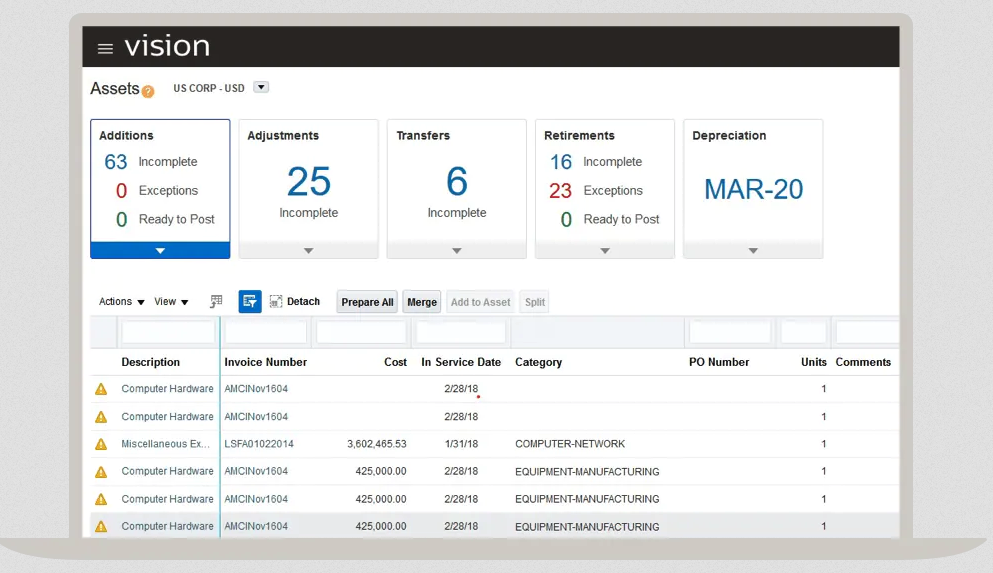 screenshot of Oracle Fusion Cloud ERP